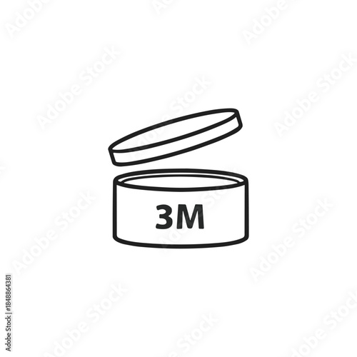 PAO 3M, Period after opening symbol icon logo flat vector design