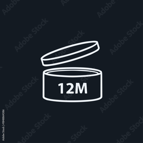 PAO 12M, Period after opening symbol icon logo flat vector design