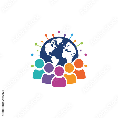 Diversity, Multilingual icon logo flat vector design