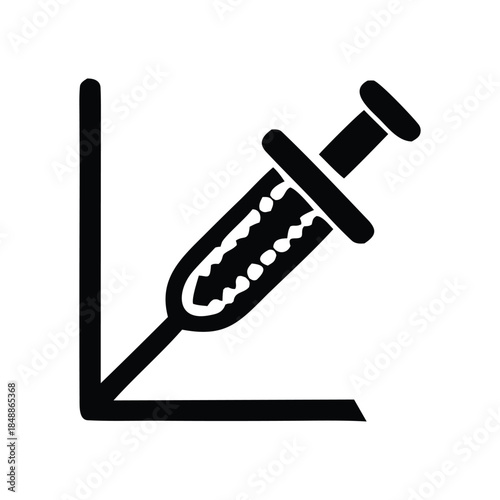Medical Syringe Icon in Black and White, representing healthcare, vaccination, and medical procedures