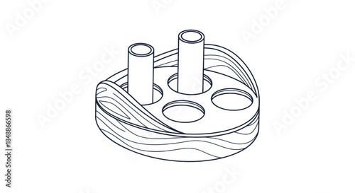 Minimalist Wooden Organizer Stand with Tubes Icon