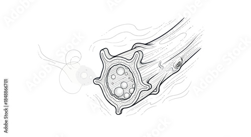 Stylized Microscopic Cell Illustration with Fluid Motion