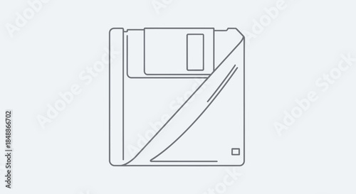 Minimalist Floppy Disk Icon for Retro Data Storage.