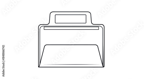 Simple Dustpan Line Art Icon on White Background