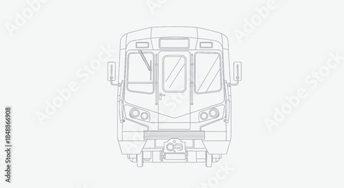 Minimalist Line Art Illustration of a Train Front View
