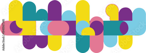 Abstract Colorful Geometric Shapes with Rounded Edges illustration vector