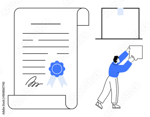 Digital contract management. A professional organizes documents, ensuring smart document handling. Digital contract streamlines processes. For business, legal tech, paperless office, e-signatures