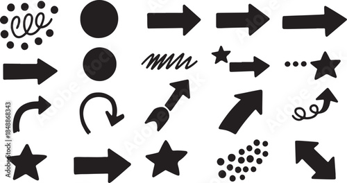Black arrow icons vector set showing different directions for web and business design