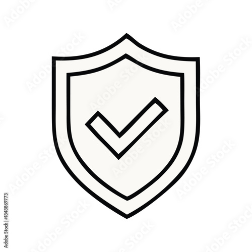 Security shield with check mark icon representing safety, protection, and confirmation of approval or success