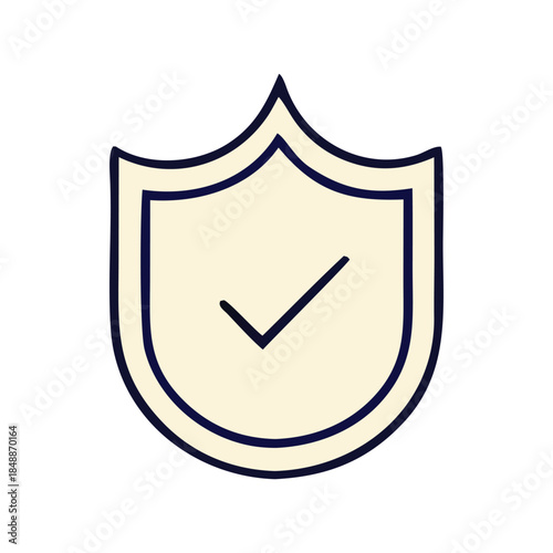 Abstract illustration of a shield with a checkmark inside, symbolizing protection and security