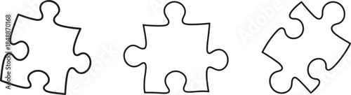 Interlocking Puzzle Pieces Icons – Symbol of Connection, Compatibility, and Teamwork