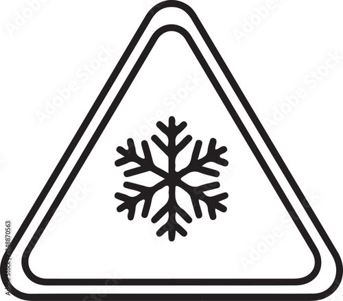 Winter Hazard Warning Icon – Snowflake Symbol for Icy Road Safety, Cold Weather Alert, Frozen Conditions Sign