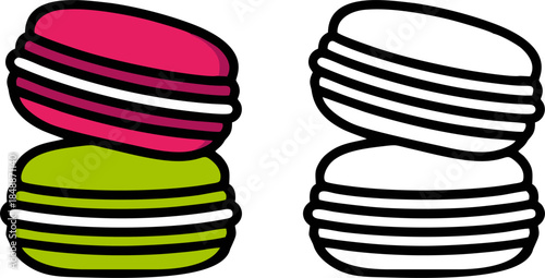 Colorful Macaron Cookie Dessert Icon
