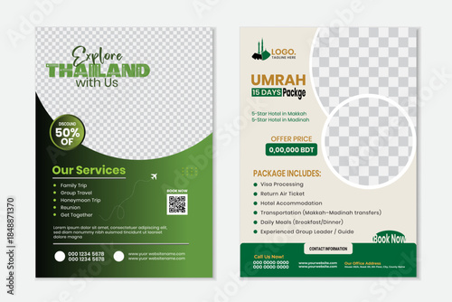 Travel flyer template design promotional design for summer travel agencies.