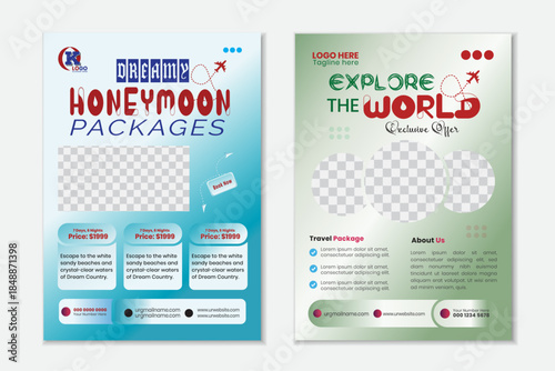 Travel flyer template design promotional design for summer travel agencies.
