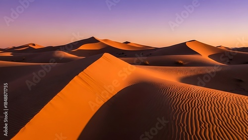 Sunset over sand dunes