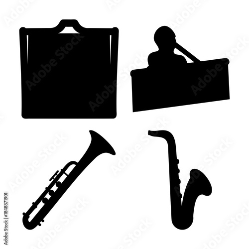 Musical instruments and sound gear silhouettes collection