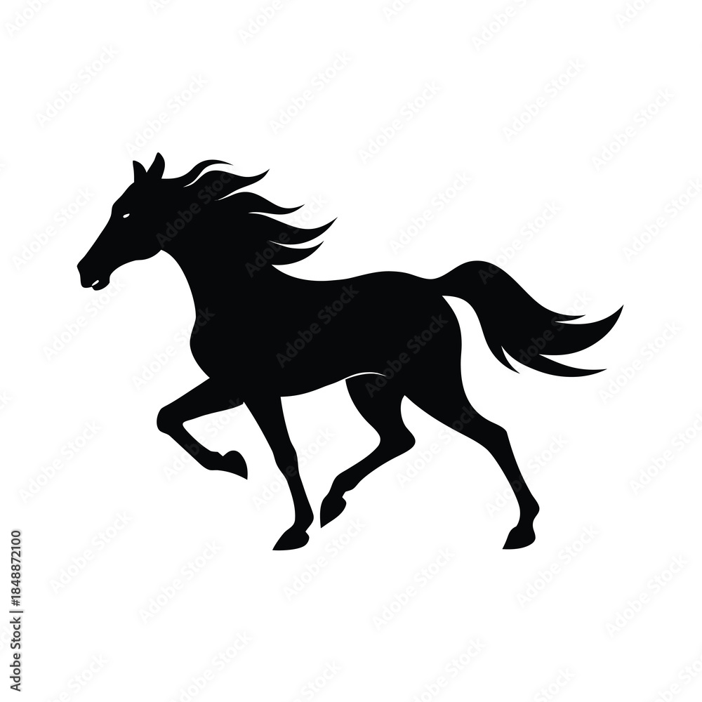 Obraz premium Fast Moving Horse Showing Dynamic Motion Power And Wild Spirit Line Art Vector illustration