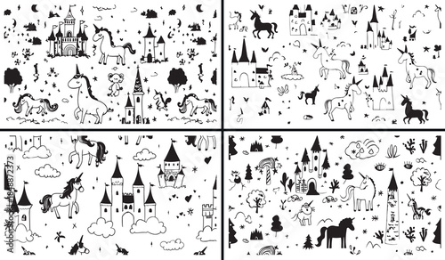 Village Vector Pattern, Countryside Illustration Art, Nature Scene Design, Hand Drawn Village Sketch, Rural Landscape Pattern, Seamless Nature Background, Farm Life Illustration, Village Icon Collecti