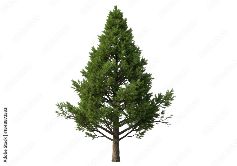Fototapeta premium A single green pine tree isolated on transparent background