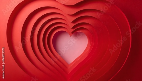 A stunning artistic red heart design, showcasing a layered, dimensional effect, radiating love and affection. The design is perfect for expressing feelings of love and affection. 