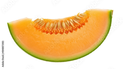 Tableau sur toile Slice of cantaloupe melon isolated PNG on transparent background, fresh orange f
