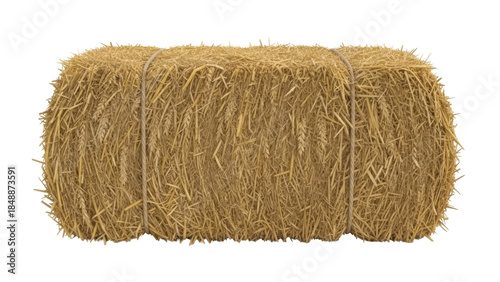 Bild auf Leinwand Golden hay bale isolated PNG, tied with rope, farm harvest, agriculture and rura