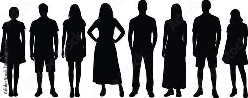 Seven Silhouettes of People in Various Poses group