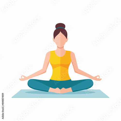 Woman practicing yoga pose on mat. Peaceful healthy lifestyle relaxation and meditation for fitness, balance and harmony.