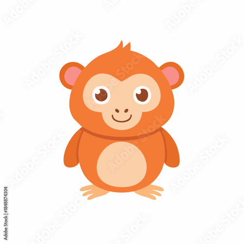 Cute and Friendly Cartoon Monkey Illustration with Orange Fur and a Gentle Smile for Children's Content