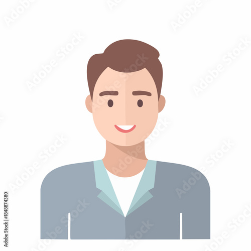 Illustration of Smiling Young Man Portrait in Jacket With Brown Hair