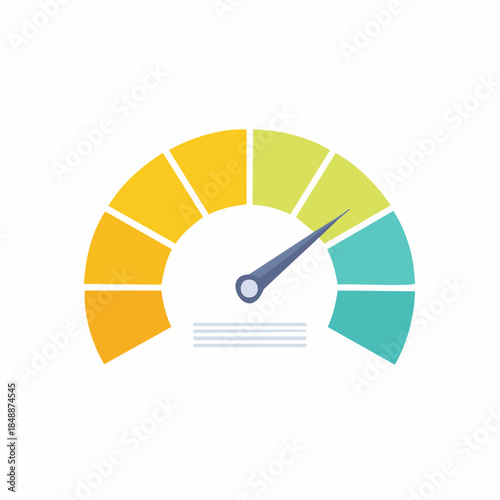 Speedometer Graphic Gauge Illustration, Colorful Measurement Tool, Performance Indicator, Status Control, Level of Energy or Success