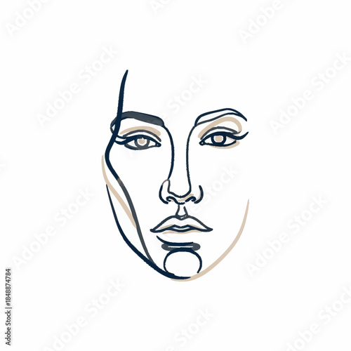 Minimalist One Line Drawing of a Womans Face.