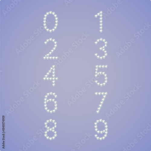 Luxury Crystal Diamond Numbers Set, vector Illustration isolated on gloomy background