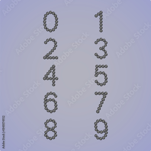 Luxury Crystal Diamond Numbers Set, vector Illustration isolated on gloomy background