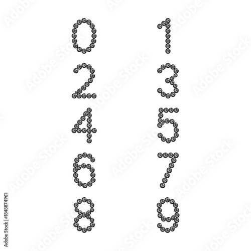 Luxury Crystal Diamond Numbers Set, vector Illustration isolated on white background