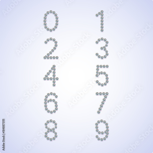 Luxury Crystal Diamond Numbers Set, vector Illustration isolated on gloomy background