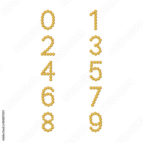 Luxury Golden Numbers Set, vector Illustration isolated on white background