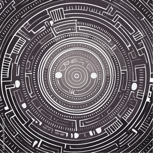 Illustration futuriste abstraite avec motif circulaire