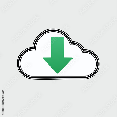 icône de téléchargement, cloud, data, télécharger des données ,flèche verte dirigée vers le bas à l'intérieur d'un nuage