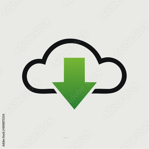 Icône vectorielle de téléchargement depuis le cloud, flèche verte descendante