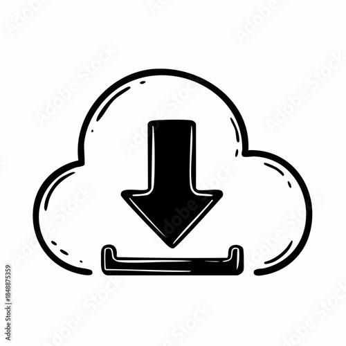 Icône téléchargement de données, Cloud, transfert de données, chargement   