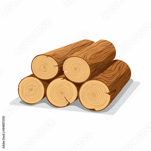 Tas de bûches de bois, isolé sur fond blanc