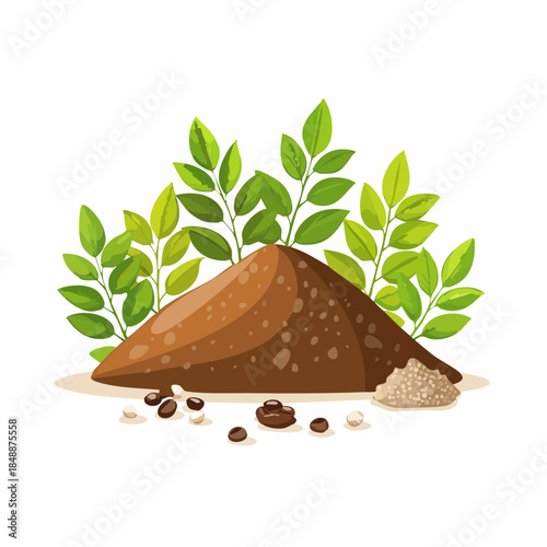 Illustration vectorielle de plantes poussant dans un sol fertile – coupe transversale