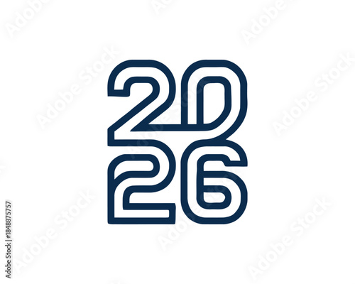 Modern dark blue 2026 happy new year logo