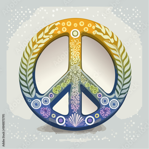 Symbole de paix ,décoré, sur fond blanc