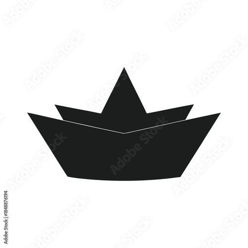 Paper Boat Floating Calmly On Water Representing Childhood Dreams Hope And Simplicity Line Art Vector illustration