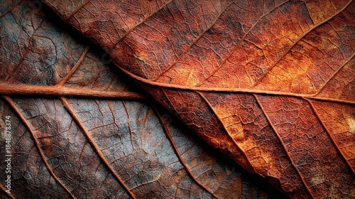 Extreme  reveals intricate texture and rich autumnal colors of dried foliage