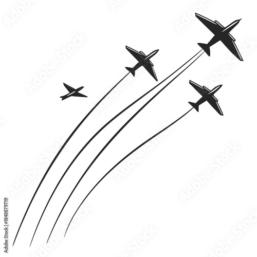 Four jets flying in formation