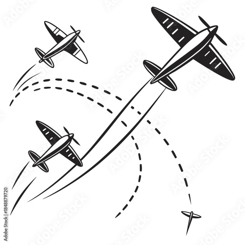 Three vintage airplanes in flight